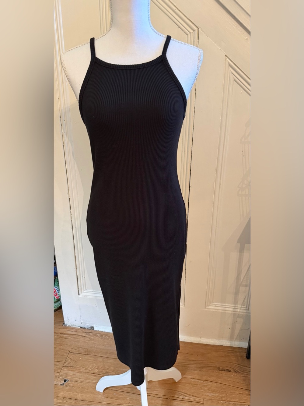 Old Navy Black Ribbed Tank Midi Dress